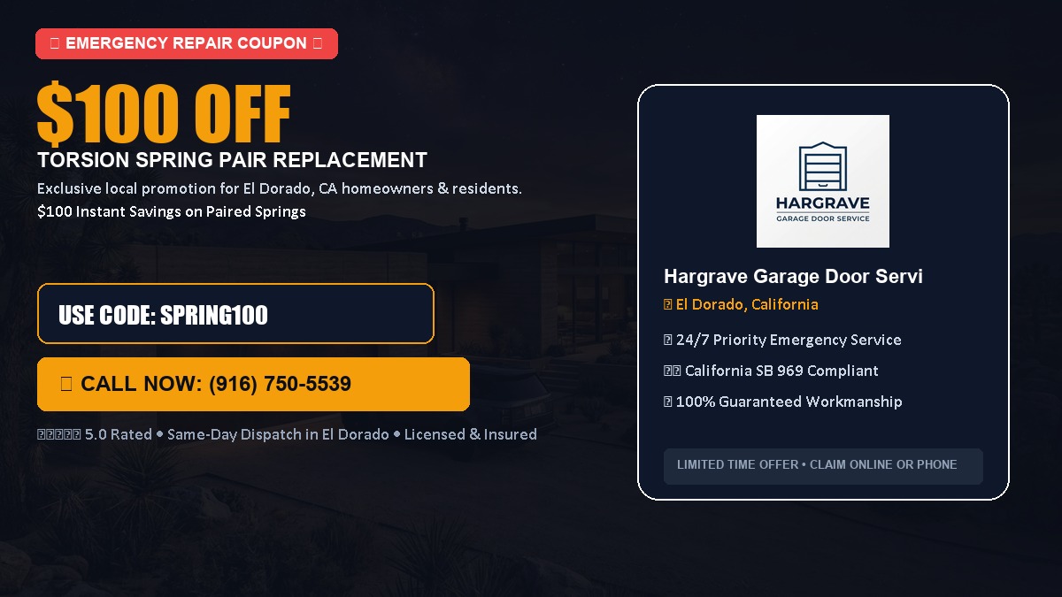 $100 OFF Heavy-Duty Torsion Spring Pair Replacement in El Dorado, CA