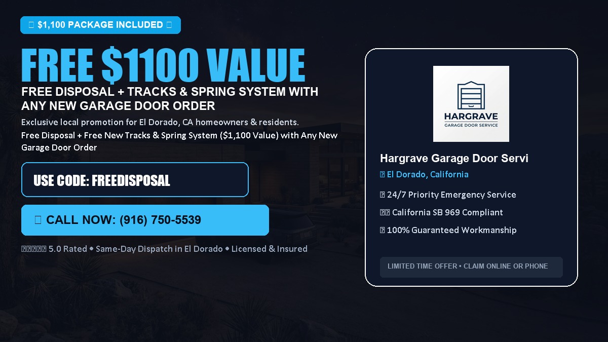 Free Disposal + Free New Tracks & Spring System with Any New Garage Door Order ($1100 Value) in El Dorado, CA